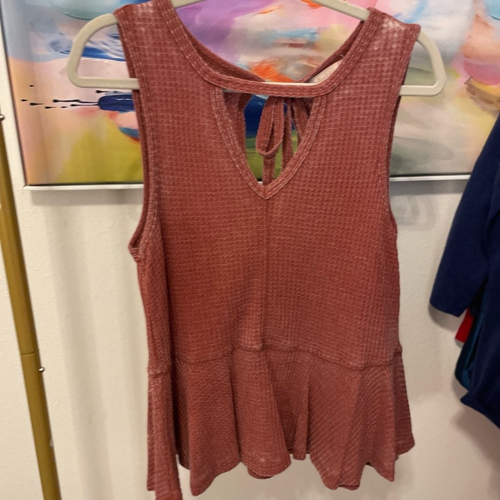 Altar'd State Rust Waffle Knit Tank Top medium boho cottagecore hippie babydoll